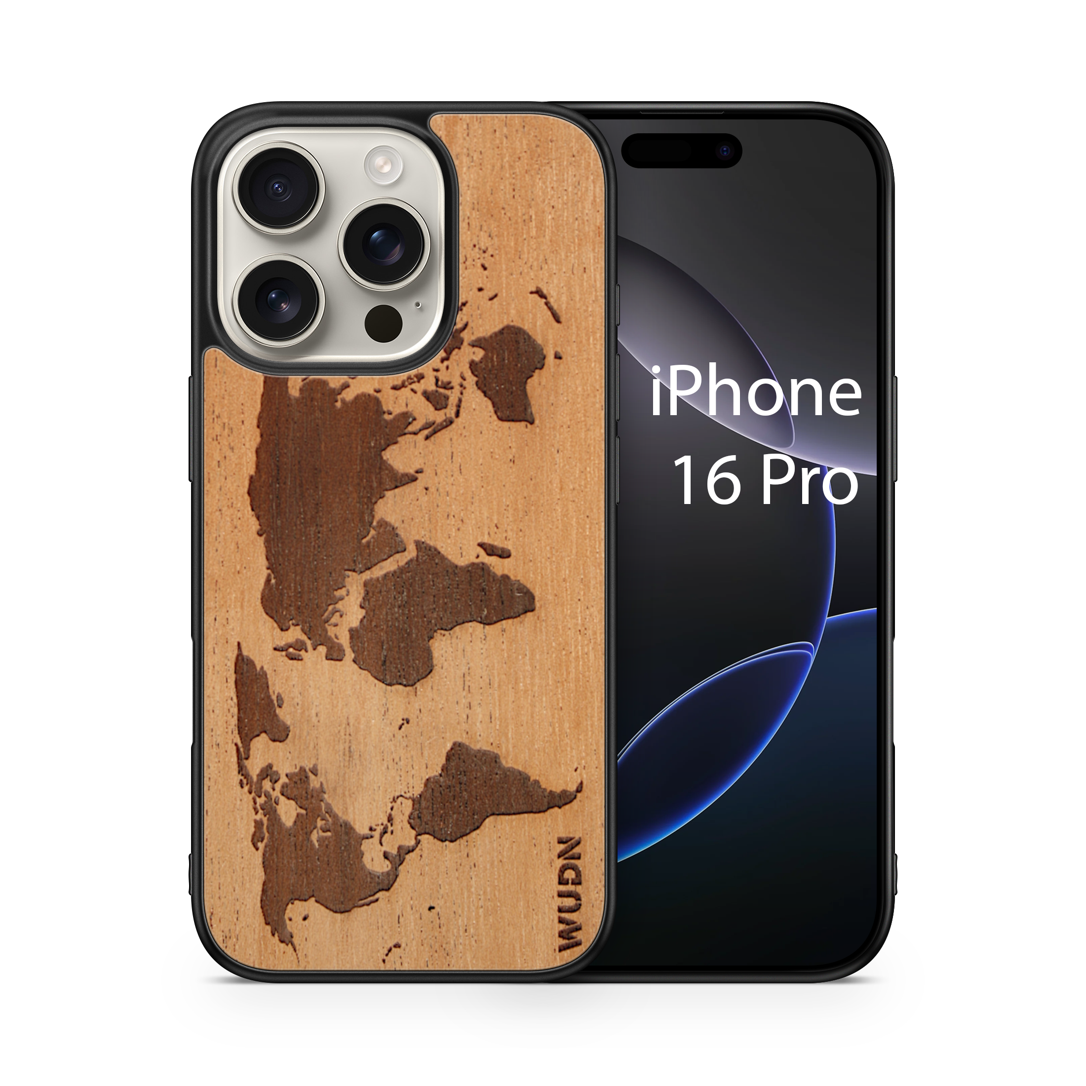 Slim Wooden iPhone Case (World Map Traveler in Mahogany)