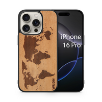 Slim Wooden iPhone Case (World Map Traveler in Mahogany)