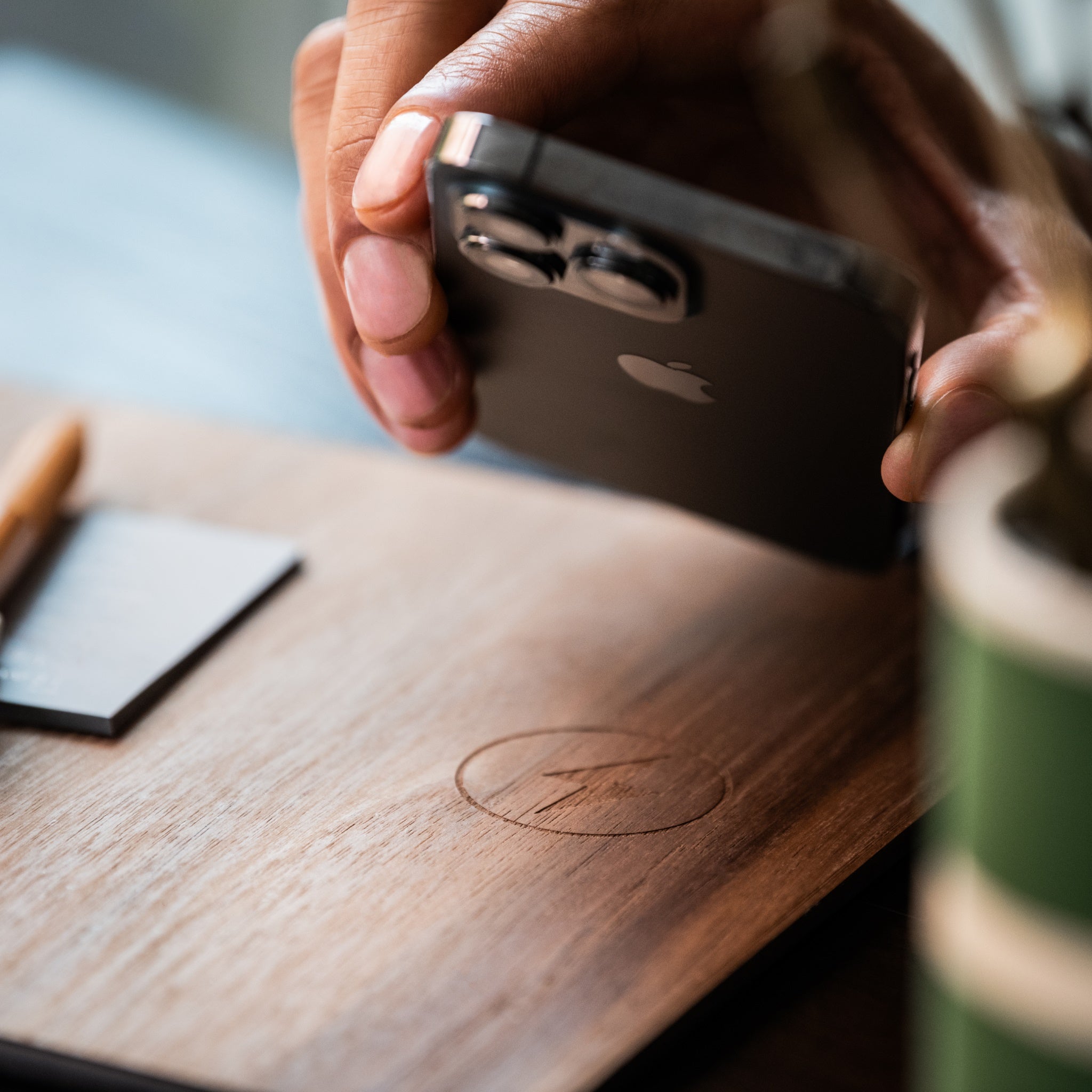 Oversize Wood Mousepad with 15 watt Wireless Fast Charger