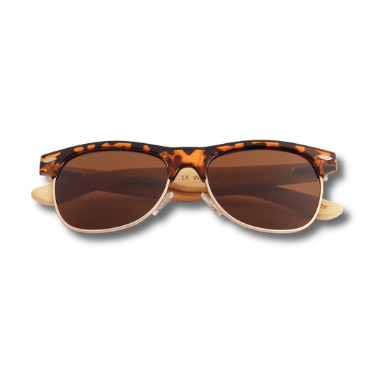Real Bamboo Tortoise Frame Browline Style RetroShade Sunglasses by WUDN