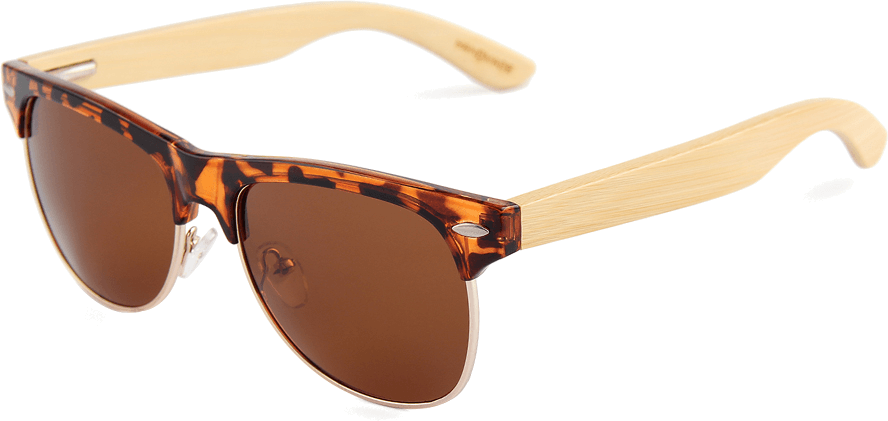 Real Bamboo Tortoise Frame Browline Style RetroShade Sunglasses by WUDN, Sunglasses - WUDN