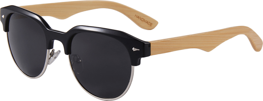 Real Bamboo Vintage Browline Style RetroShade Sunglasses by WUDN