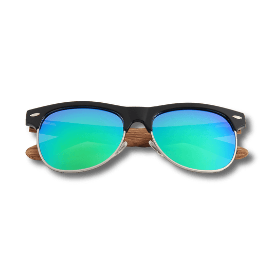 Real Zebra Wood Browline Style RetroShade Sunglasses by WUDN