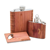 3-Piece Wooden Flask Set (6 oz. Hip Flask, 2 oz. Keychain Flask, Credit Card Bottle Opener)