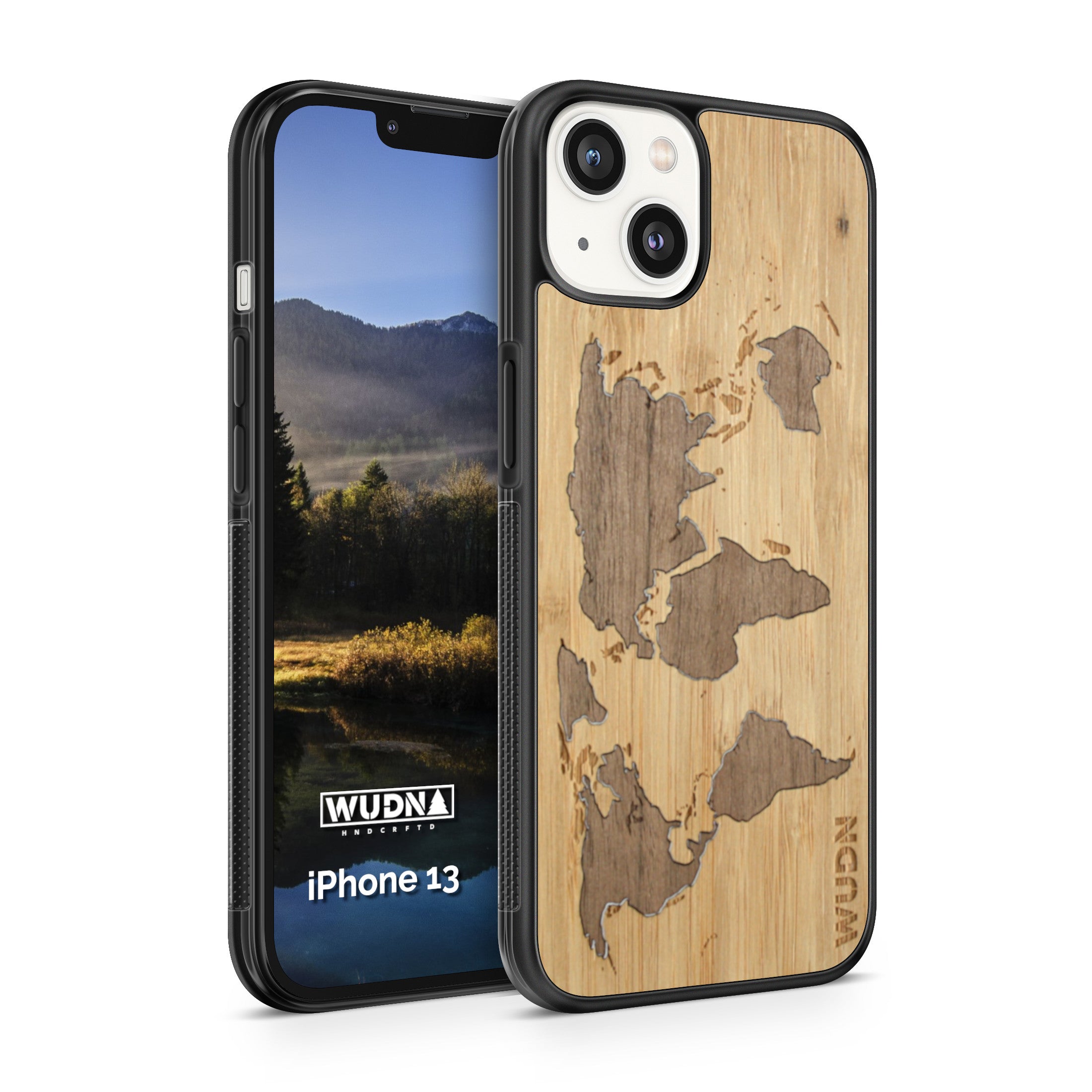 Slim Wooden Phone Case (World Map Traveler - Bamboo Ocean)