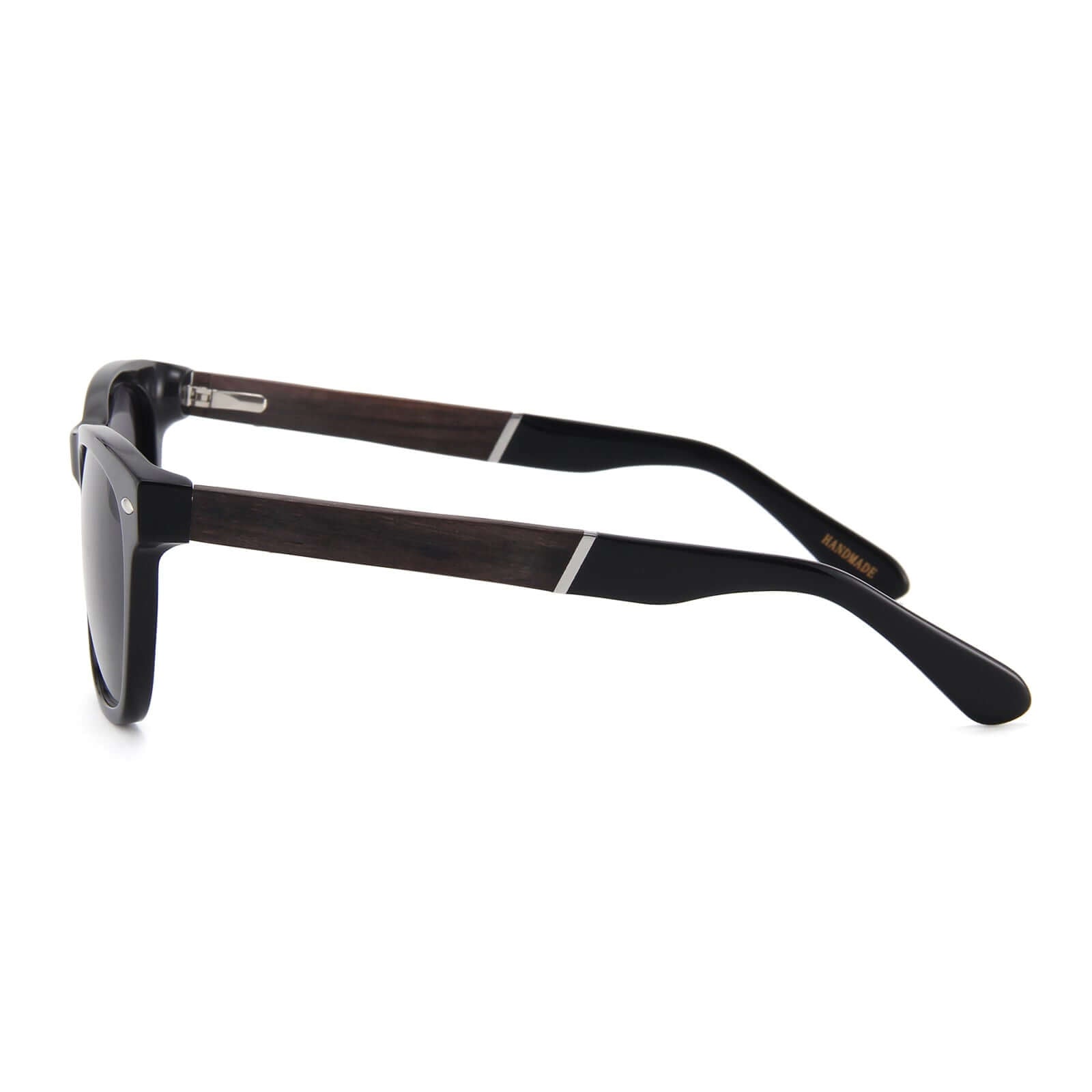 Classic Wanderer Hybrid Acetate Frame Sunglasses with Real Wood Inlay & Polarized Smoke Black Lenses by WUDN