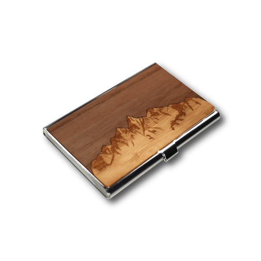 Handmade Wooden Business Card Holder (Sawtooth Mountains)