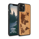 Slim Wooden iPhone Case (World Map Traveler in Mahogany)