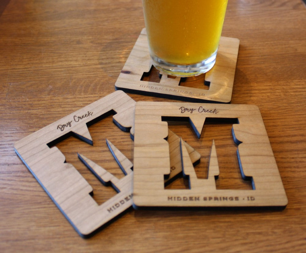 Wooden Coasters 4" (Crossed Hatchets in Mahogany) 4-Pack