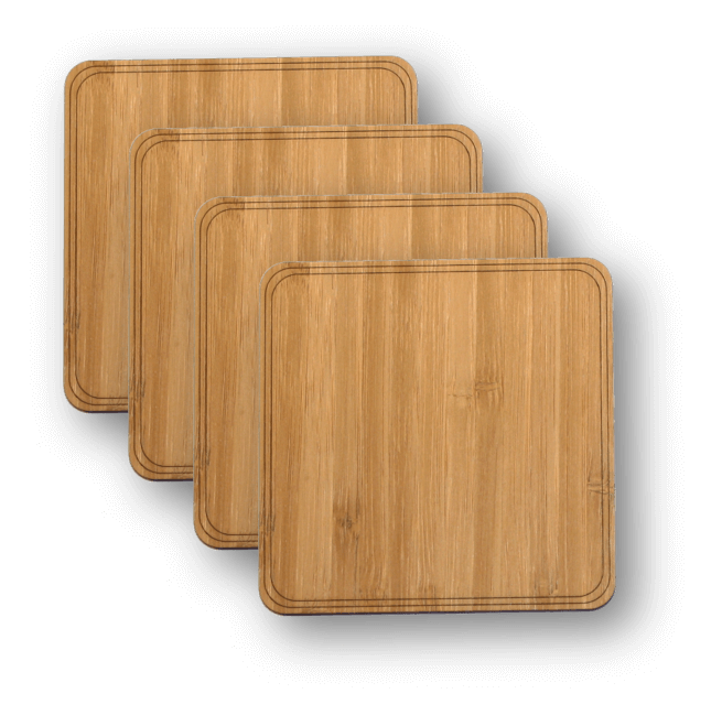 Customizable 4 Wood Coasters - 4-Pack Carmalized Bamboo / Circle