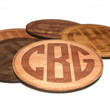 Customizable Wooden Coasters 4" (Circle Monogram) 4-Pack