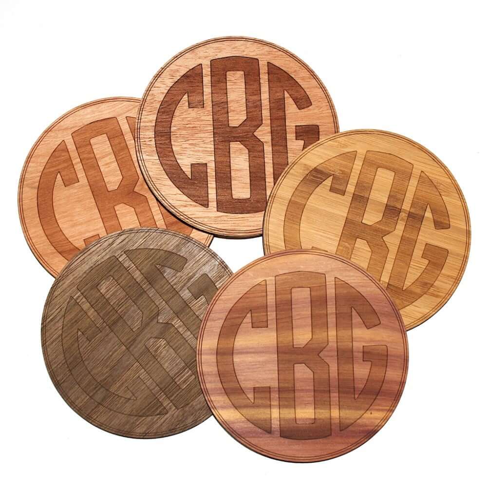 WUDN HNDCRFTD - Wooden Coasters 4 (18 Shape / Wood Options) 4-Pack Black Walnut / Circle