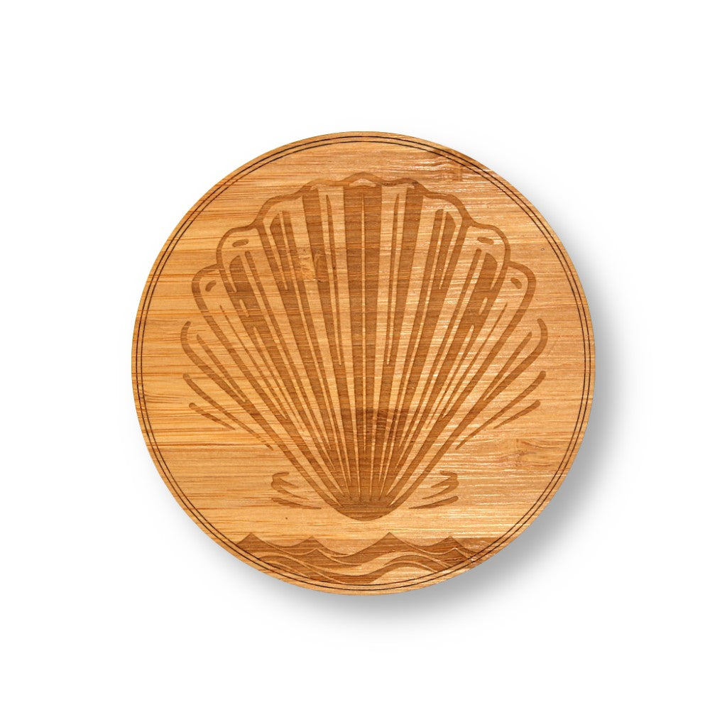 Wooden Coasters 4" (Sea Shell in Bamboo) 4-Pack
