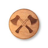 Wooden Coasters 4" (Crossed Hatchets in Mahogany) 4-Pack