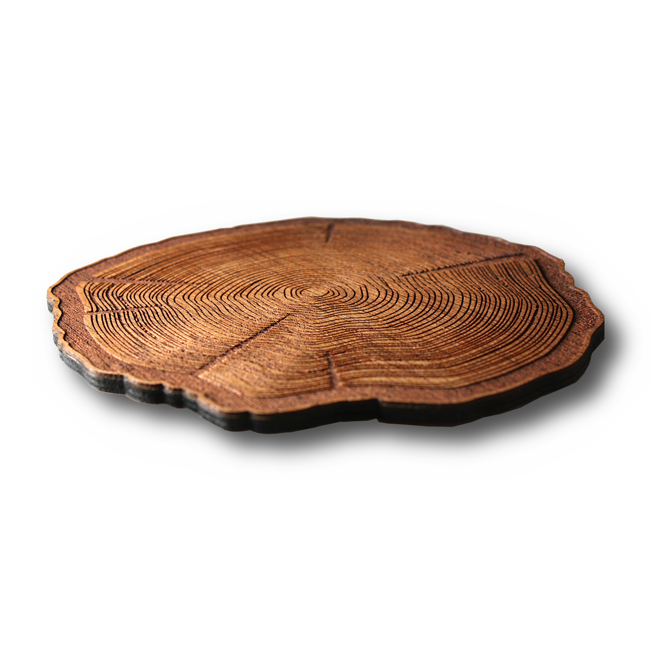 WUDN HNDCRFTD - Wooden Coasters 4 (Tree Stump in Mahogany) 4-Pack