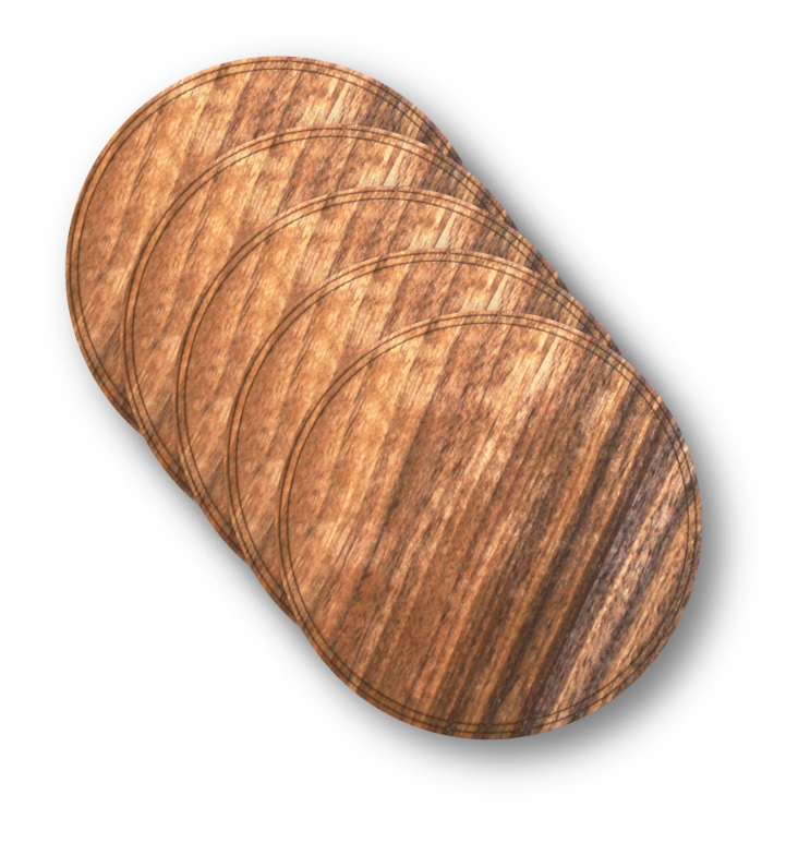 WUDN HNDCRFTD - Wooden Coasters 4 (18 Shape / Wood Options) 4-Pack Black Walnut / Circle