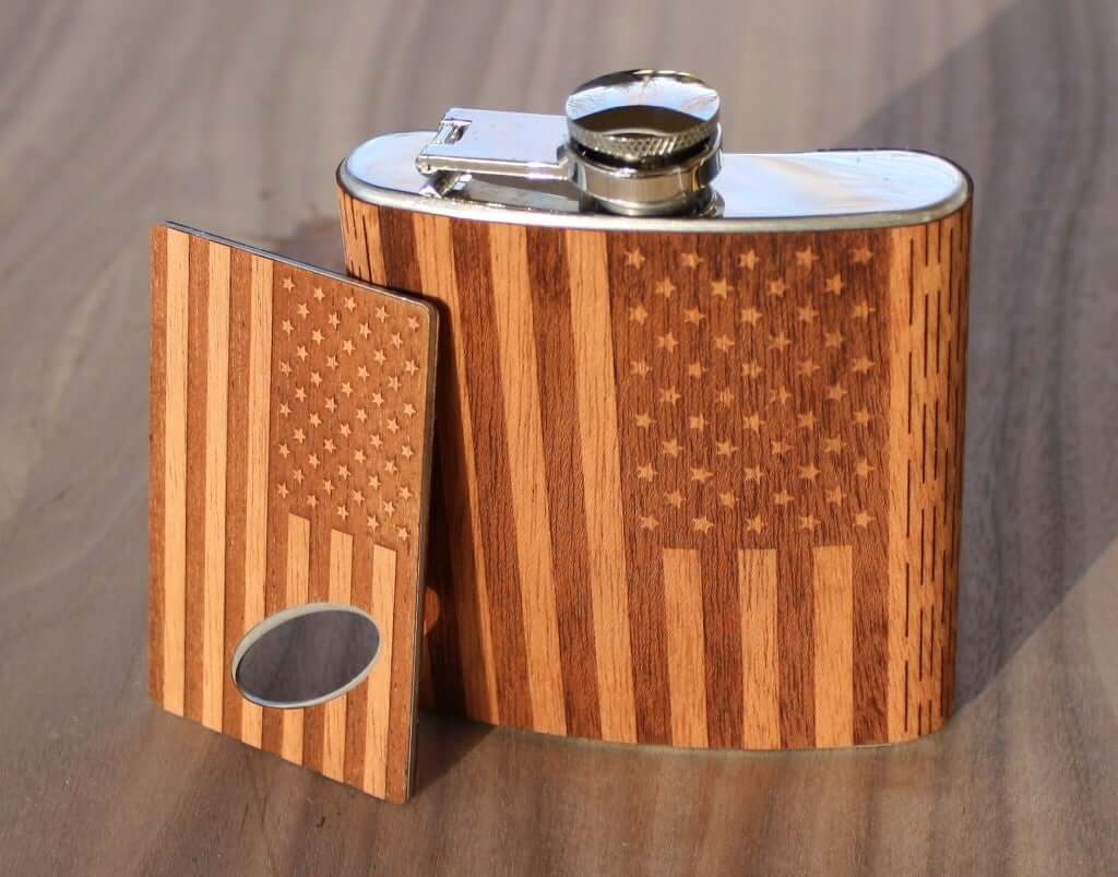 (Bulk of 2 Pcs) 2oz Stainless Steel Flask with 2 Cigar Tube for Groom's Gift