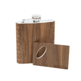 6 oz. Wooden Hip Flask & Matching Credit Card Bottle Opener (2-Piece Flask Set)