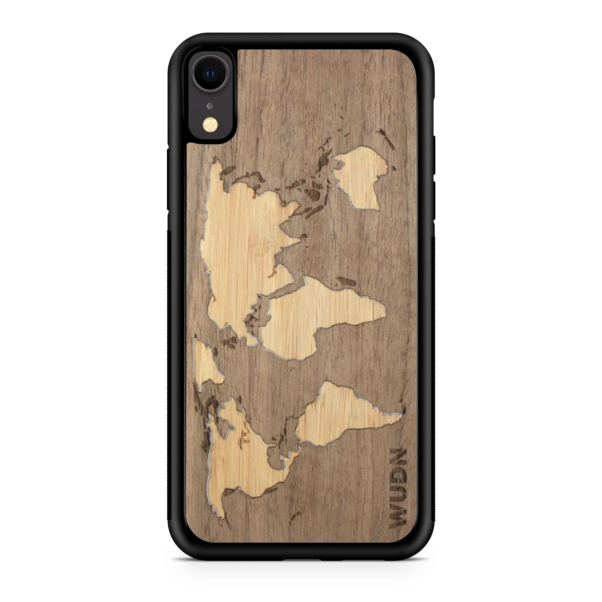 Slim Wooden iPhone Case (World Map Traveler - Walnut Ocean)