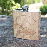 Colorado Landscape 6 oz. Wooden Hip Flask (Outdoor Adventure Series - Art by Ben McKenzie)