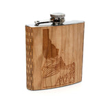 Idaho Night Landscape 6 oz. Wooden Hip Flask - Outdoor Adventure Series - Art by Ben McKenzie