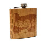 Oregon Night Landscape 6 oz. Wooden Hip Flask - Outdoor Adventure Collection - Art by Ben McKenzie