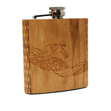 Snowboarder Landscape 6 oz. Wooden Hip Flask - Outdoor Adventure Collection - Art by Ben McKenzie