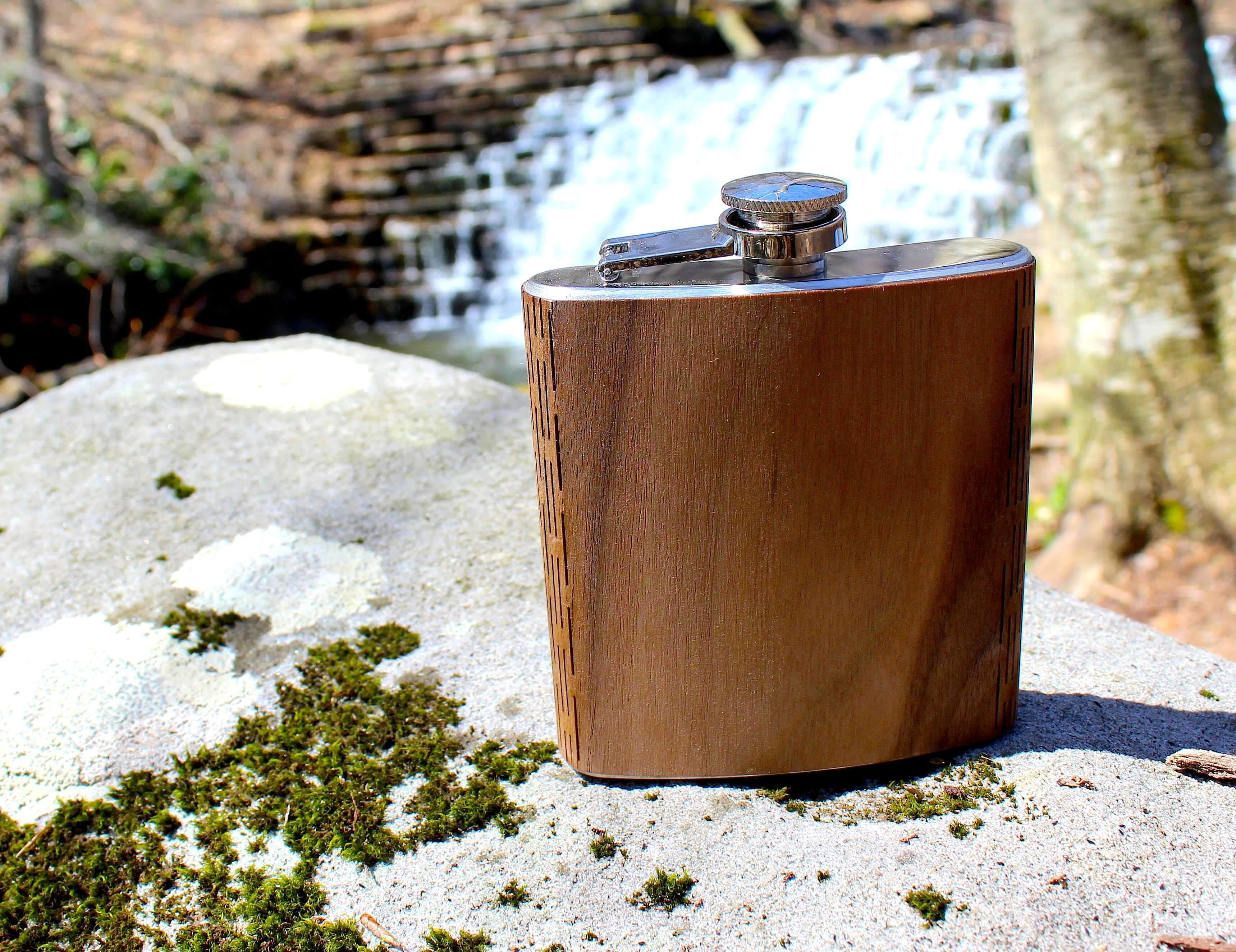 Wholesale 6oz Flask with Real Sapele Wood Wrap - Buy Wholesale Flasks