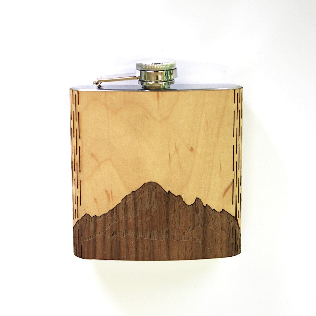 Wooden Hip Flask - Cascade Range (Mt. Baker)