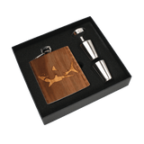 Real Wooden 6 oz. Hip Flask in Premium Gift Box with Shot Glasses & Funnel