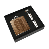 Real Wooden 6 oz. Hip Flask in Premium Gift Box with Shot Glasses & Funnel