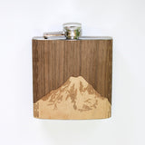 Wooden Hip Flask - Cascade Range (Mt. Rainier)