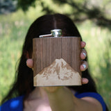 Wooden Hip Flask - Cascade Range (Mt. Rainier)