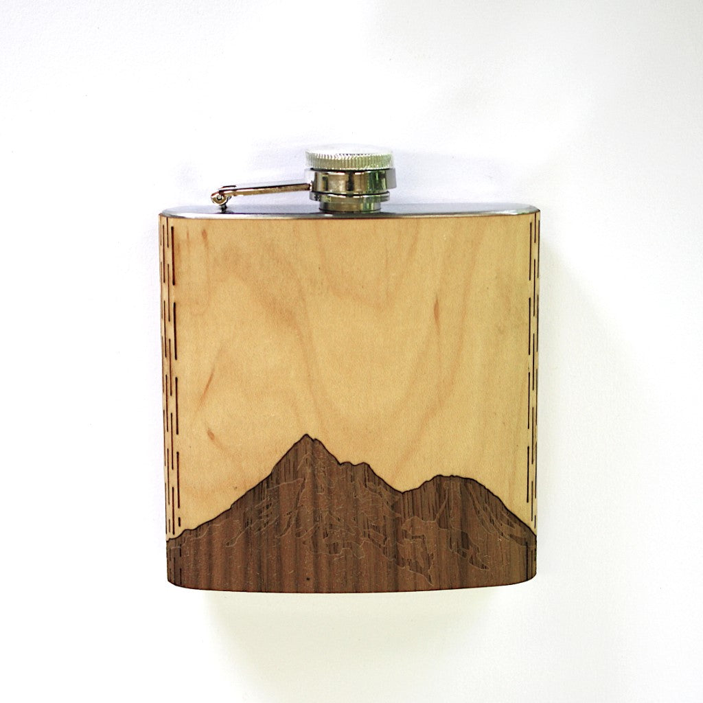 Wooden Hip Flask - Cascade Range (Mt. Shasta)