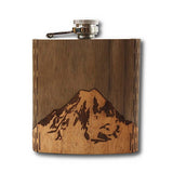 6 oz. Wooden Hip Flask (Mt. Rainier in Mahogany & Black Walnut)