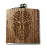 Day of the Dead Skull Hip Flask Wood Black Walnut liquer