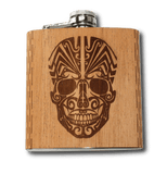 6 oz. Wooden Hip Flask (Dio De Los Muertos - Day of the Dead)