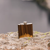 6 oz. Wooden Hip Flask (Sawtooth Mountains in Bamboo & Black Walnut)