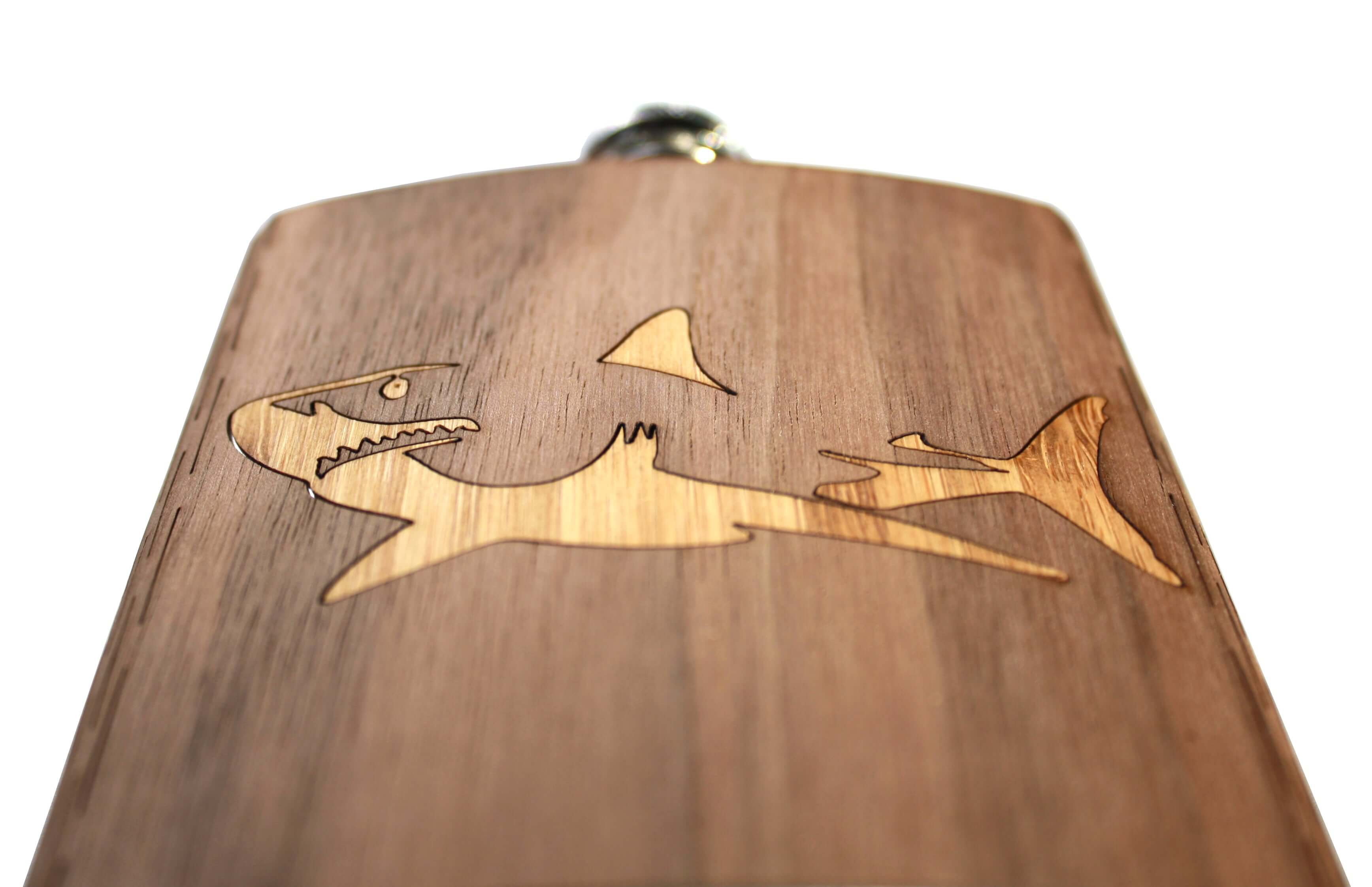 6 oz. Wooden Hip Flask - Great White Shark