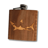 6 oz. Wooden Hip Flask - Great White Shark