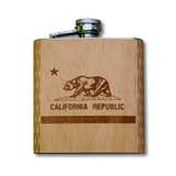 6 oz. Wooden Hip Flask (California Republic Flag in Mahogany)