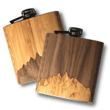 6 oz. Wooden Hip Flask (Sawtooth Mountains in Bamboo & Black Walnut)