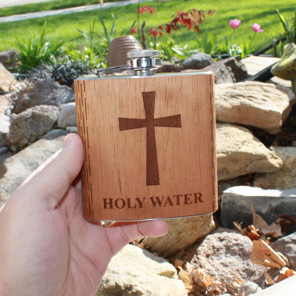 6 oz. Wooden Hip Flask (Holy Water in Mahogany)