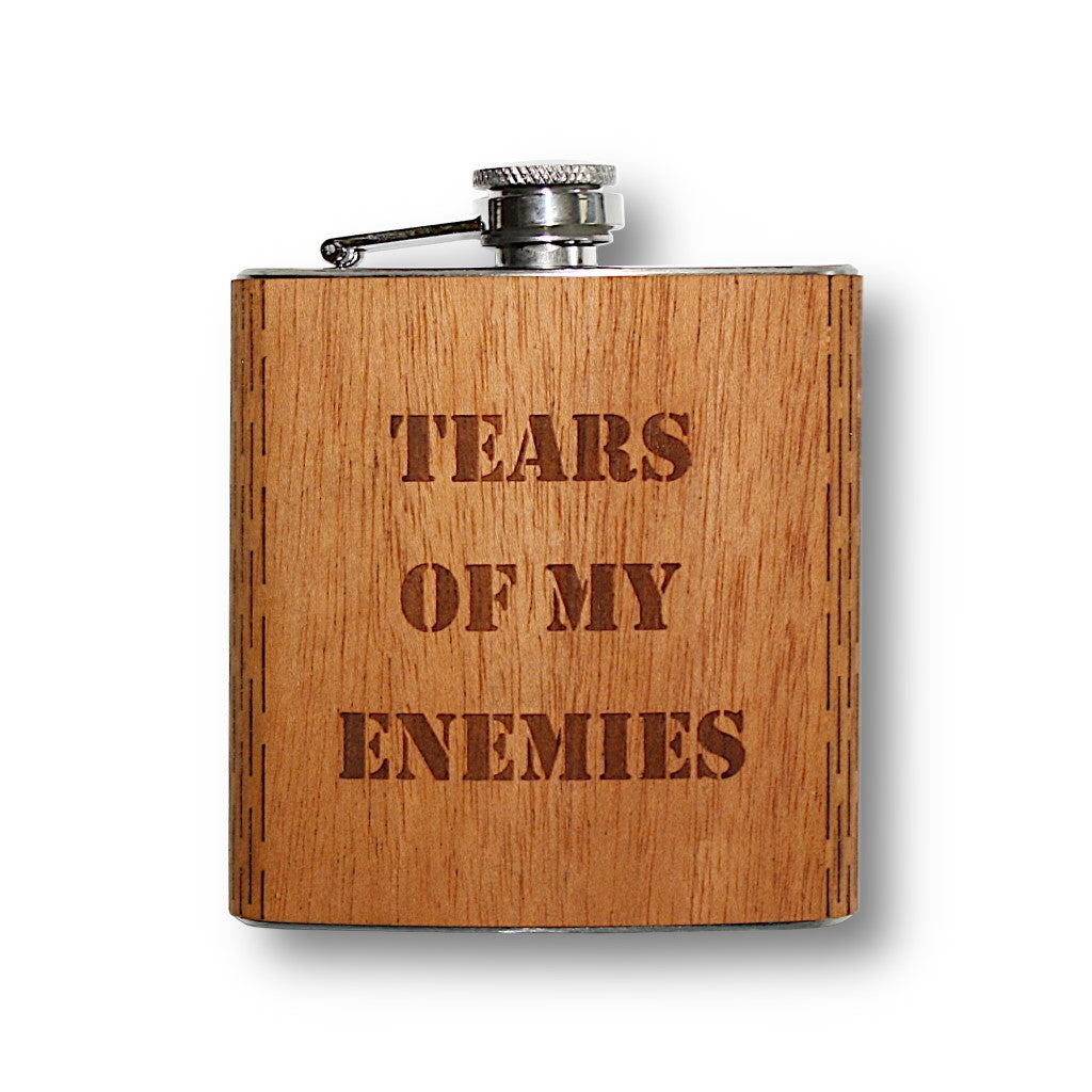6 oz. Wooden Hip Flask (Tears of my Enemies in Mahogany)