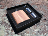 Real Wooden 6 oz. Hip Flask in Premium Gift Box with Shot Glasses & Funnel