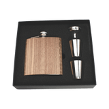 Real Wooden 6 oz. Hip Flask in Premium Gift Box with Shot Glasses & Funnel
