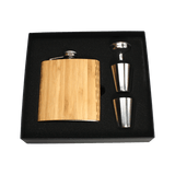 Real Wooden 6 oz. Hip Flask in Premium Gift Box with Shot Glasses & Funnel