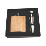 Real Wooden 6 oz. Hip Flask in Premium Gift Box with Shot Glasses & Funnel