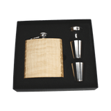 Real Wooden 6 oz. Hip Flask in Premium Gift Box with Shot Glasses & Funnel