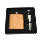 Real Wooden 6 oz. Hip Flask in Premium Gift Box with Shot Glasses & Funnel